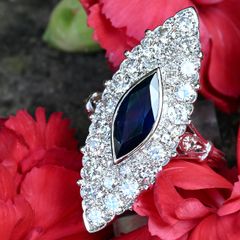 Large Antique Sapphire & Diamond Marquise Ring