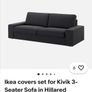 Ikea Kivik New Covers Anthracite Color . 3 Seater Cover . Chaise Lounge Cover. Footstool Cover Image 3