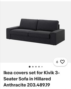 Ikea Kivik  dark grey charcoal colour . ( Brand New in packaging ) 3 seater  sofa cover , Chaise Longue  cover and Footstool cover