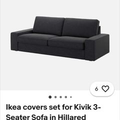 Ikea Kivik  dark grey charcoal colour . ( Brand New in packaging ) 3 seater  sofa cover , Chaise Longue  cover and Footstool cover