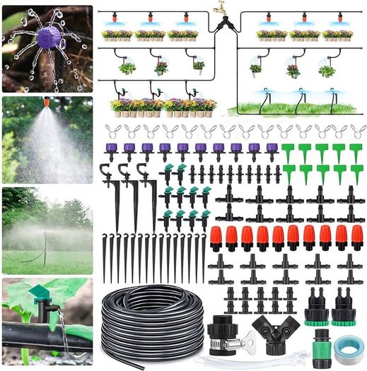 NEW SALE | 100FT Drip Irrigation System, 173Pcs Micro Irrigation Kit, Greenhouse Plant Watering Hose, Automatic Irrigation System with Adjustable Nozzle Sprayer and Dripper Automatic for Lawn, Garden, Patio