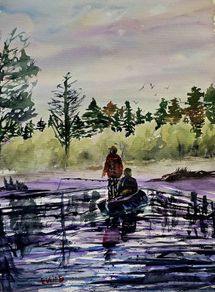 fishing anything biting watercolour