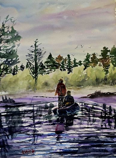 fishing anything biting watercolour