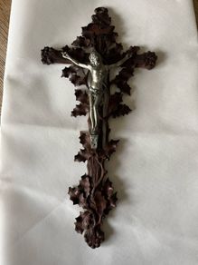 Antique Black Forest carved crucifix