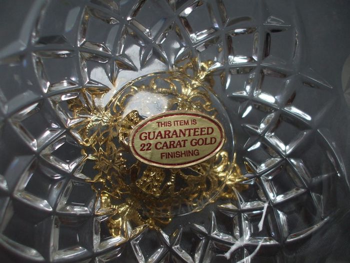 SALE!  KILLARNEY CRYSTAL Small Footed Bowl with 22 carat gold finishing