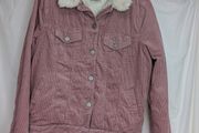 Denim Co Pink Corduroy Sherpa Trucker Jacket Womens Size 12