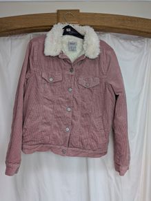 Denim Co Pink Corduroy Sherpa Trucker Jacket Womens Size 12