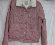Denim Co Pink Corduroy Sherpa Trucker Jacket Womens Size 12