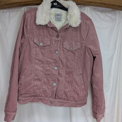 Denim Co Pink Corduroy Sherpa Trucker Jacket Womens Size 12