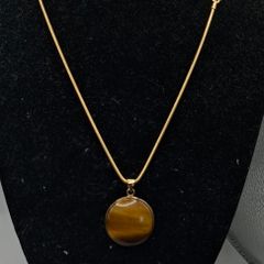Vintage 9ct yellow gold tiger eye necklace
