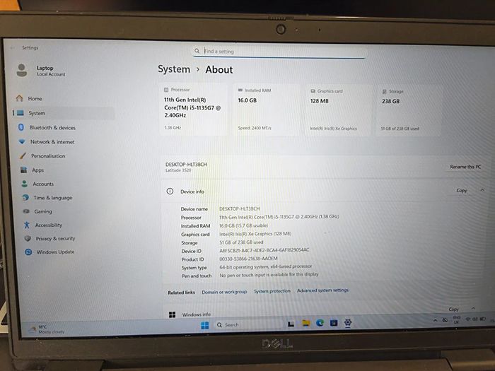 Dell Latitude 3520 Laptop - Battery health: Excellent