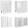 4 Piece Kitchen Cabinet Set High Gloss White Chipboard Image 4