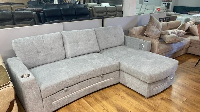 New Dallas Grey & Beige Fabric Electric Sofa Bed