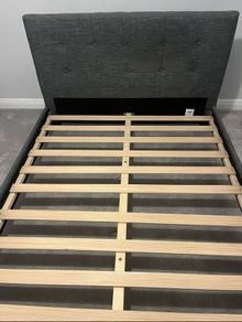 As New - Lovely Grey Fabric 4Ft 6 Double Bed Frame - Can Deliver