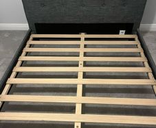 As New - Lovely Grey Fabric 4Ft 6 Double Bed Frame - Can Deliver