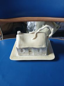 Belleek cottage butter dish