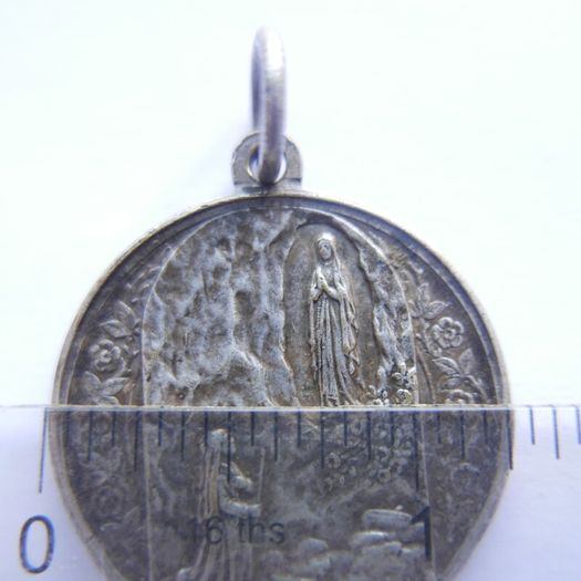 Antique Silver Plated Catholic Medal Charm