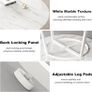 White Faux Marble Round Dining Circle Dining Desk Kitchen Shelf 4-6 People, Mid-Century Pedestal Dinner Table End Coffee Desk Office Living Room Table, White Marble, 51 Inch Image 5