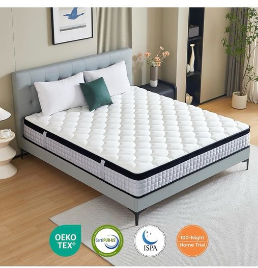 King Size Mattress 5FT,9 Inch 9-Zone Orthopedic Mattress with Memory Foam & Pocket Springs