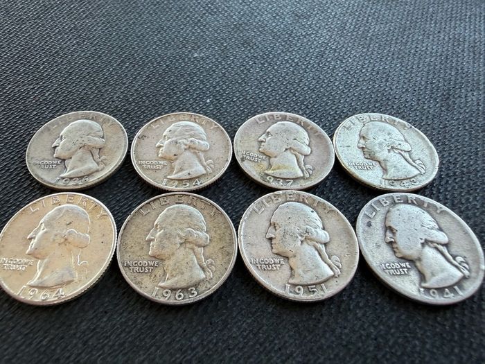 8 Silver America Quarters