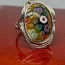Silver Stunning Vintage 925 Silver & Murano Millefiori Glass Ring Image 4