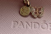 Pandora Pink Butterfly &amp; Quote Double Dangle Charm-good condition