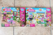2x Barbie Building Set Mattel Mega - Horse Jumping + Farmer's Market Dolls Lego