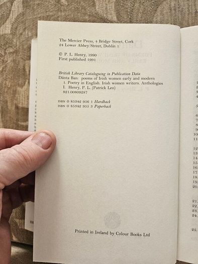 Danta Ban. Poems Of Irish Women Early And Modern. Selected And Translated By P.l.henry.