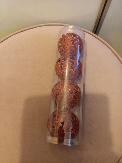 4 pack red glitter christmas baubles