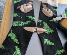 Sloth print socks - black and green