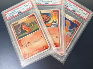 Pokemon - Charmander, Charmeleon & Charizard - PSA 10
