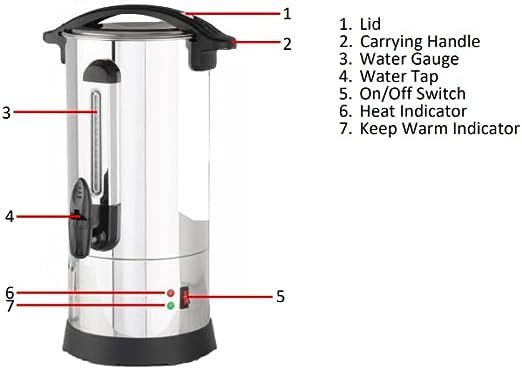 Water Urn Boiler 10 Litre Capacity Making Up To 40 Cups In One Use ...