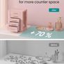 Jewellery Box Organiser 360 Rotating, Vertical Jewellery Display Case with 5 Drawers, Glass Window, Spacious, Open Design, Great Gift, Jelly Pink Image 6