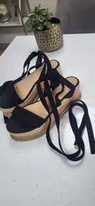 ASOS Black strappy cork platform sandals Sz 41 (Fit 8UK)