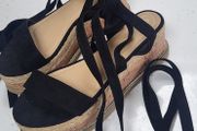 ASOS Black strappy cork platform sandals Sz 41 (Fit 8UK)
