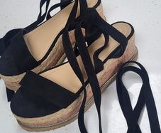 ASOS Black strappy cork platform sandals Sz 41 (Fit 8UK)