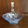 Art Deco Large Blue Glass Basket with Chrome handle Image 3