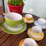 Vintage Mini Polka Dot Tea Set, Yellow, Green, Blue, Orange, Tea Cups, Saucers Image 3