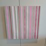 Painted (two)panels pink stripe hand painted acrylic Image 2