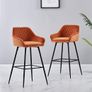 Set of 2, Velvet Padded Bar Chairs with Armrest Image 9