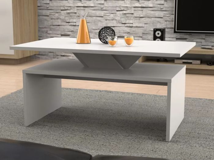 Rectangular White Oak Coffee Table With Shelf