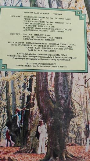 Emerson Lake & Palmer Trilogy  Gatefold Lp