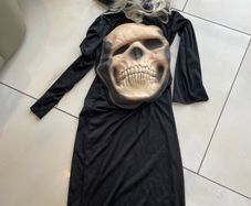 Childs Skull Phantom Halloween Costume Grim Reaper Dress + Hat