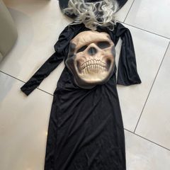 Childs Skull Phantom Halloween Costume Grim Reaper Dress + Hat