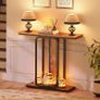 Console Table for Hallway Slim, Narrow Hallway Table, 2-Tier Industrial Sofa Table with Geometric-Styled Structure, for Living Room, Bedroom, Entryway, Foyer, Rustic Brown and Black Image 2
