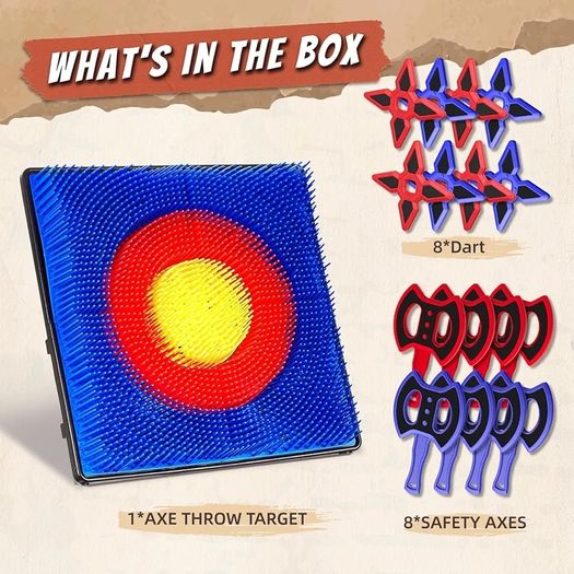 Axe Throwing Game for Backyard, Axe Throwing Target Set with 16 Throwing Axes Outdoor Games Indoor Carnival Yard Lawn Backyard Games for Age 6-12