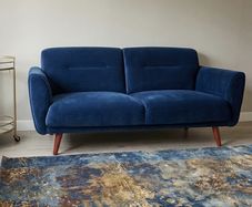 Pair of EZ Living Midnight Blue Velvet Couches