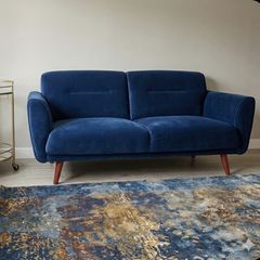 Pair of EZ Living Midnight Blue Velvet Couches