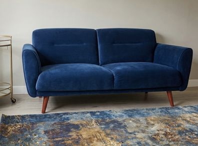 Pair of EZ Living Midnight Blue Velvet Couches