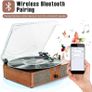 FREE EXPRESS SHIPPING Bluetooth Vinyl Record Player,3-Speed Turntable with Stereo Speakers Vintage Phonograph Record Player, with RCA Line Out AUX in Headphone Jack Image 4